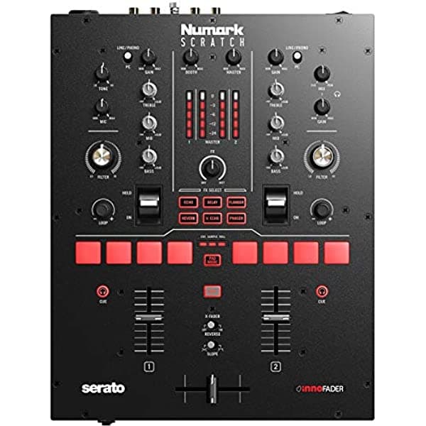Numark Scratch | Mezclador De Doble Canal Para Dj Serato Dj Pro (Incluido) Con Innofader Crossfader Licencia Dvs 6 Selectores De Efectos De Acceso Directo Almohadillas De Rendimiento Y Calidad De Sonido De 24 Bits