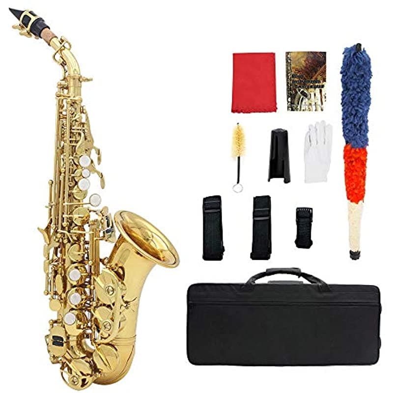 ammoon Saxofón De Munición Soprano De Latón Patrón De Taller Bb Bend Wind Instrumento Case De Limpieza Cincel De Grasa De Grasa WTB01EMXD95I-006