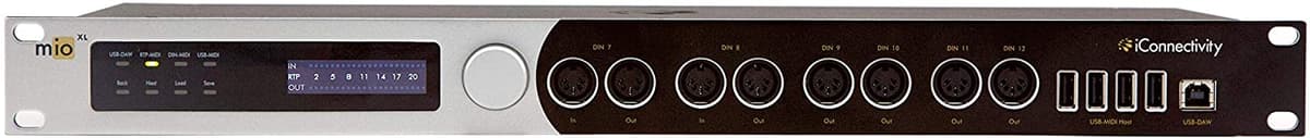 iConnectivity mioXL Interface con 8 Entradas x 12 Salidas de Puertos MIDI DIN de 5 pines