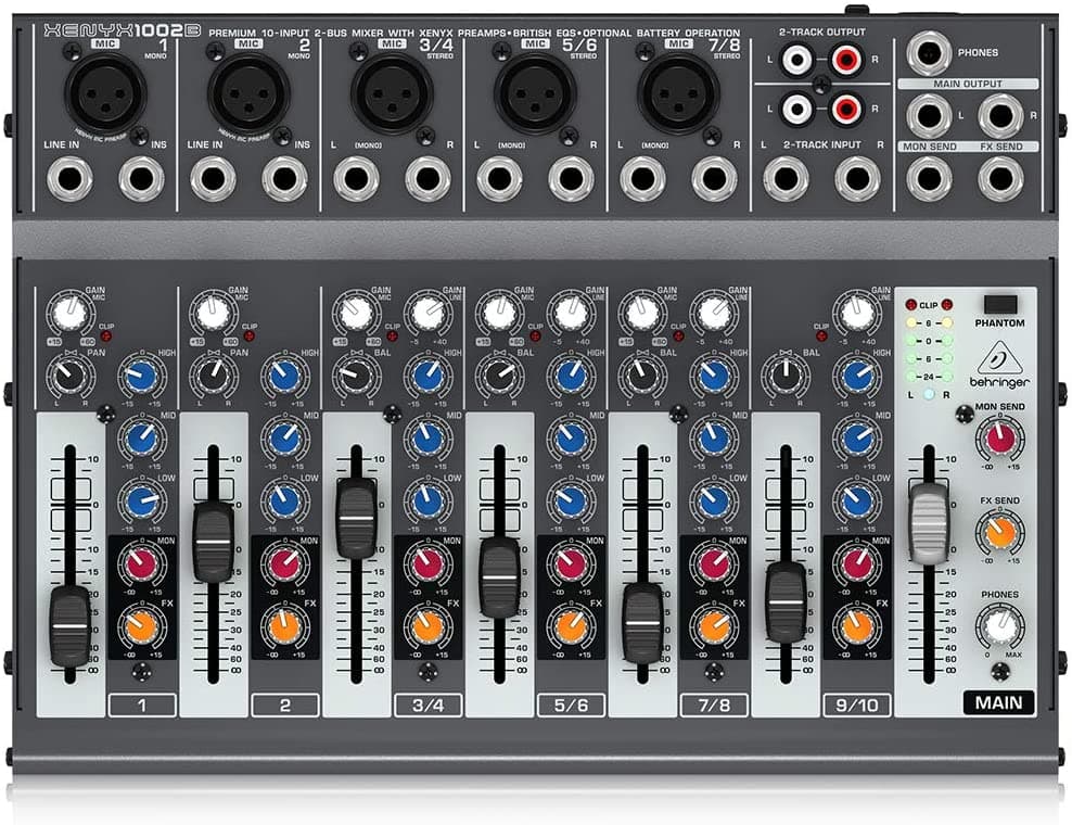 Behringer Xenyx 1002B Premium 10-Inradas 2-Bus Mezclador De Xenyx Preamplicias Británicas Ecuaciones Y Operación De Bateria Opcional