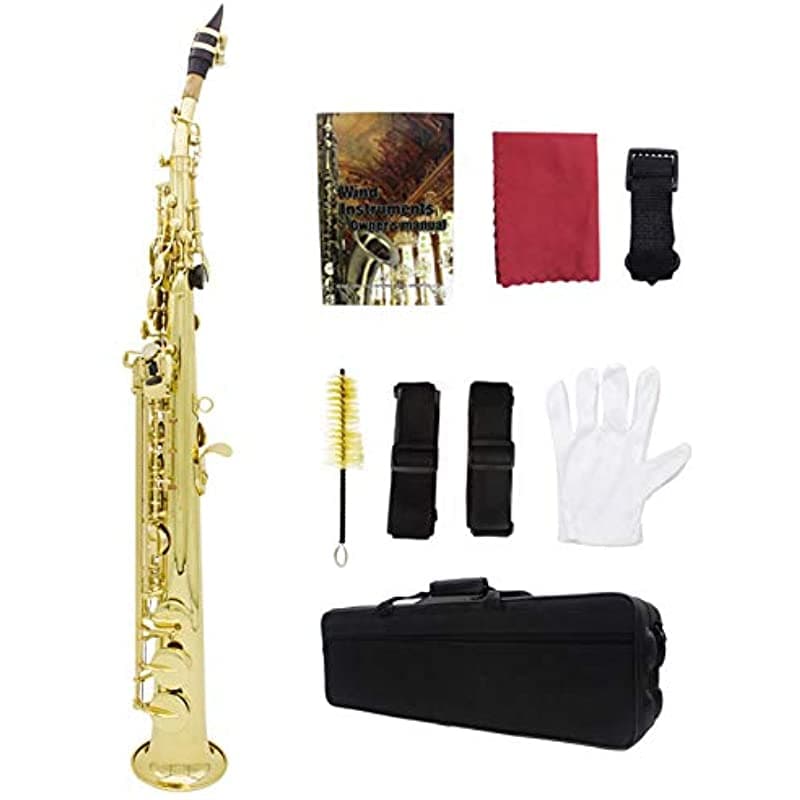 Ammoon Soprano Saxofón Sax Bb Latón Lacado Llay Y Llaves Doradas HEM7461735286462DE