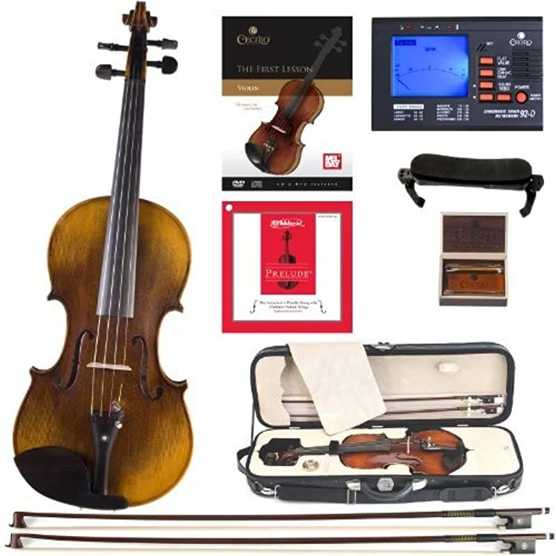 Cecilio CVN-600 - Violín de Madera Maciza con Cuerdas Preludio D'Addario Tamaño 4/4 (Tamaño Completo) DA_4/4CVN-600+SR+92D+FB1