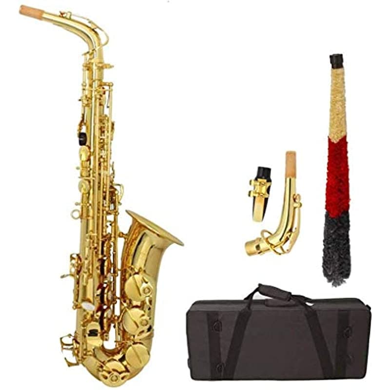 MCH Profesional Saxofón Alto Drop E de Oro con Estuche con Cierre Boquilla Cañas 3 Aglet YY0289-17000979