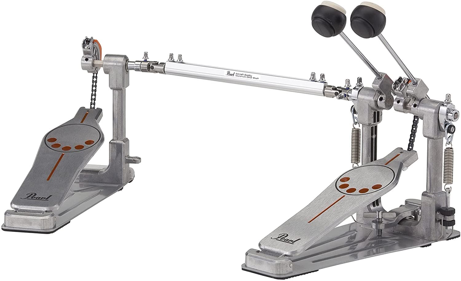 Pearl P932 - Pedal De Batería De Doble Bajo Con Transmisión Por Cadena Sin Piñones Pedalero De Palanca De Potencia Y Levas Intercambiables Duales.