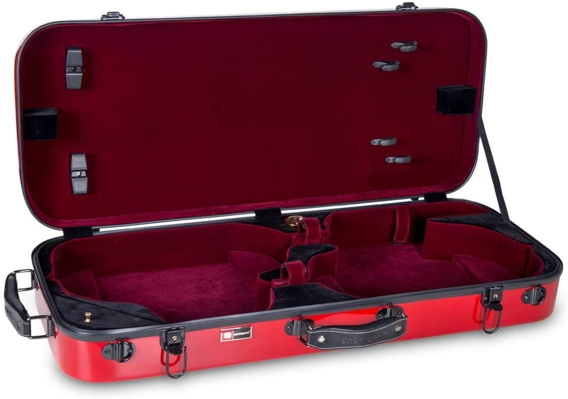 Crossrock Fiberglass Backpack Style Estuche para Dos Violines de Tamaño Completo 4/4 en Rojo (CRF1020DVRD)