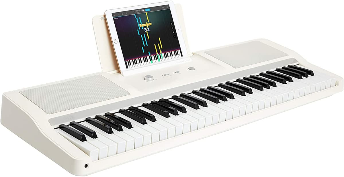 The ONE Smart Piano Teclado con Teclas Iluminadas Piano Electrónico 61 Teclas MIDI Teclado Digital para el Hogar Enseñanza de Música Milk White TOK1MW