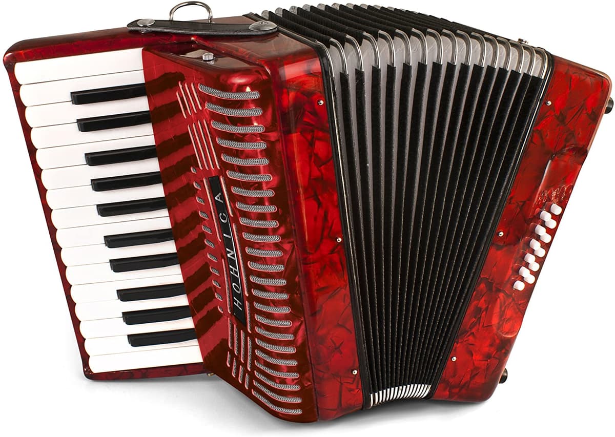 Hohner 1303-RED Acordeón Piano 12 Bajos, Nivel Inicial, Rojo