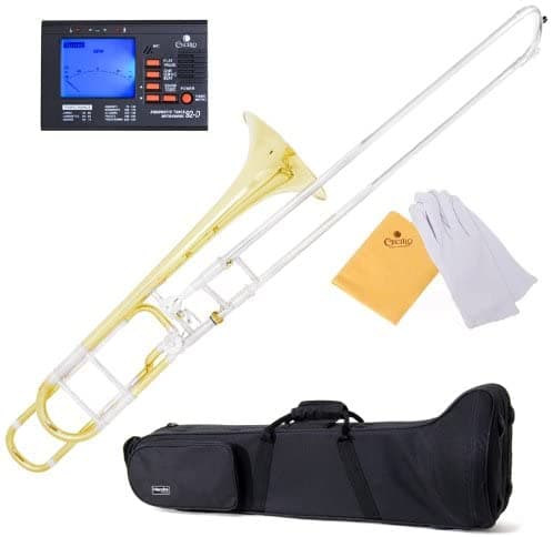 Mendini De Cecilio Bb Ti -Slide Trombone Incluye 1 Año De Caso Afinador Y Más F Disparador Sin Bolsillo MTB-31+92D