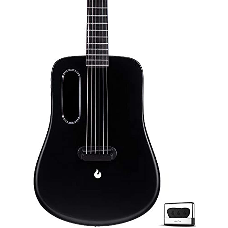 Lava Me 2 - Guitarra de Fibra de Carbono de 36 Pulgadas con Efectos Guitarra Electroacústica con Púas Funda (FreeBoost-Negro)