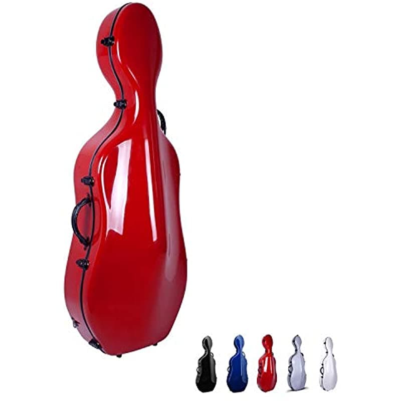 Crossrock Estuche Rígido de Fibra de Vidrio para Violonchelo 4/4 de Tamaño Completo con Ruedas en Color Rojo (CRF1000CEFRD)