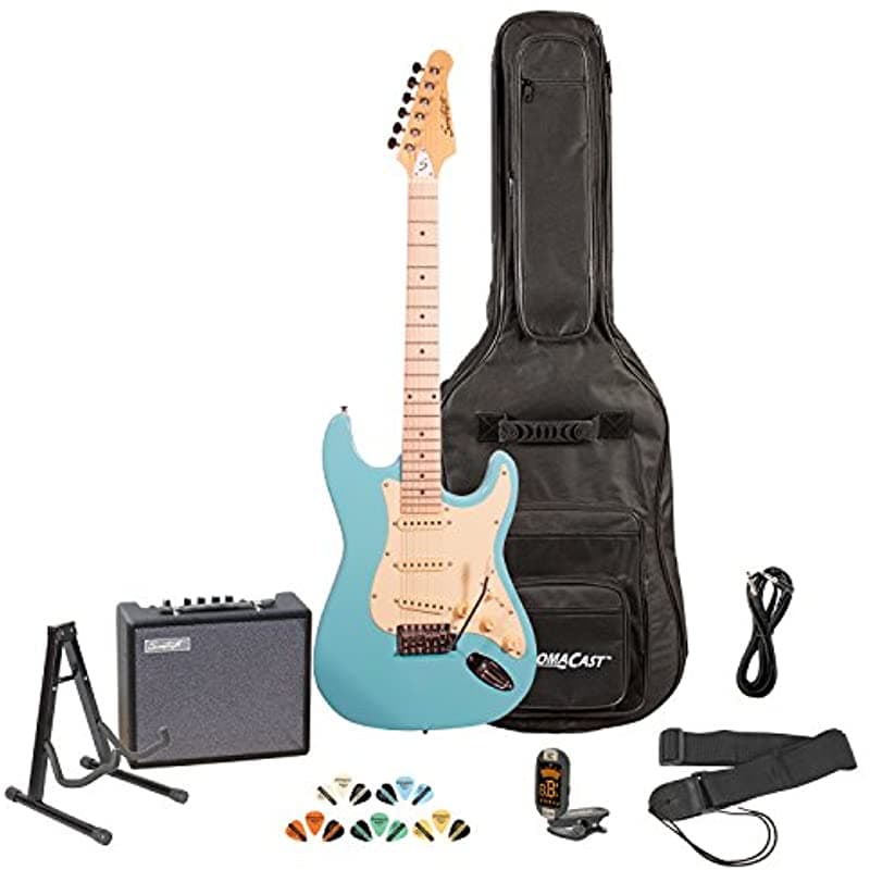 Sawtooth St Style Guitarra Eléctrica Chromacast Fondo Y Accesorios Acolchados Daphne Blue Vanilla Cream ST-ES-DBLVC-KIT-3
