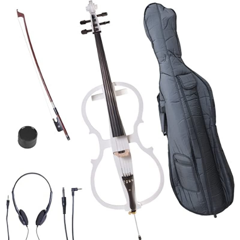 Cello eléctrico Cecilio CECO-1 silencioso de ébano estilo 1 tamaño 4/4 (tamaño completo) blanco 4/4CECO-1WH
