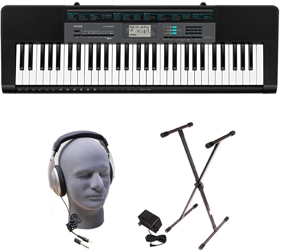 Casio Ctk-2550 Ppk 61 Key Premium Teclado Pack Stand Auriculares & Fuente