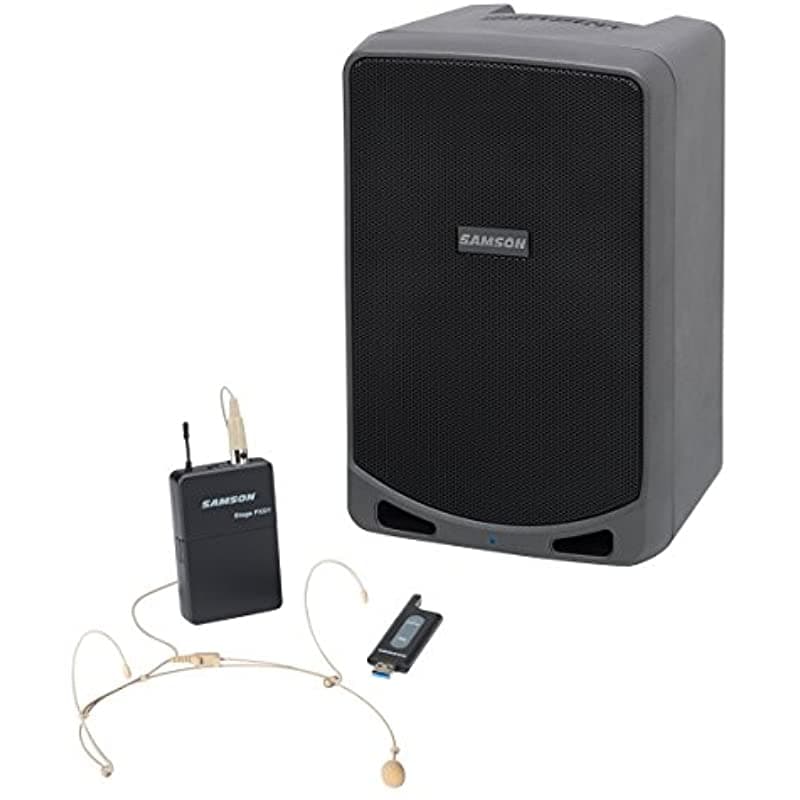 Samson Expedition XP106wDE Altavoz Portátil Recargable con Sistema Inalámbrico de Micrófono de Diadema y Bluetooth SAXP106WDE