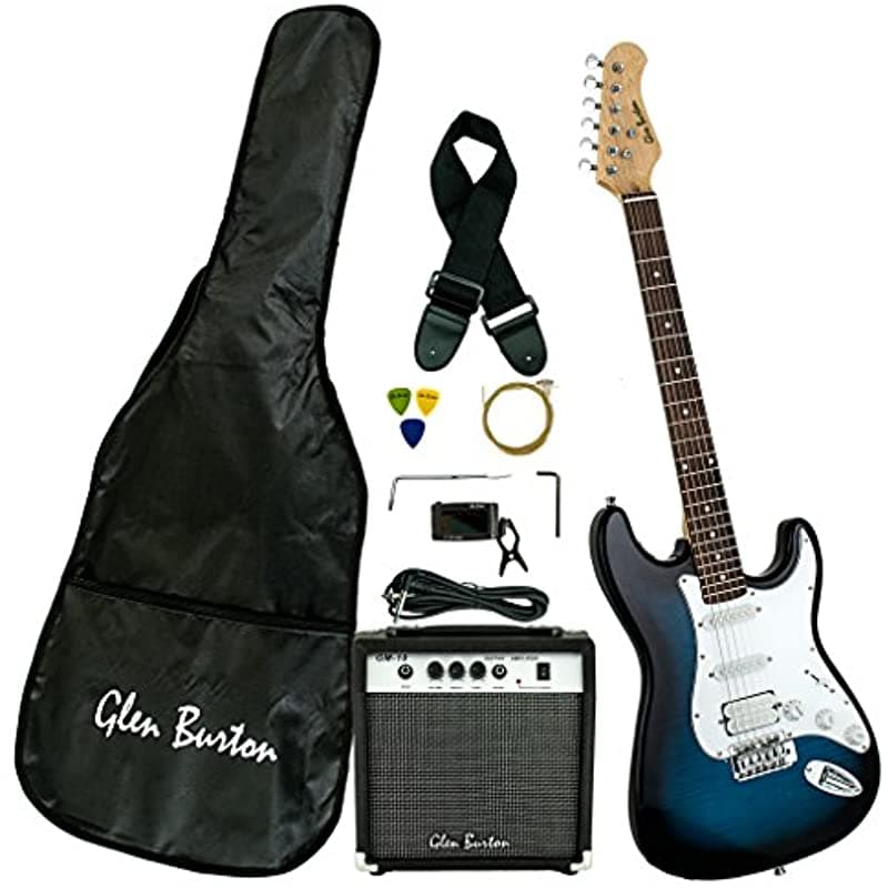 Glen Burton Ge101Bco-Bls Guitarra Eléctrica Accesorios Combinados De Estilo Stratocaster Y Amplificador Blueburst