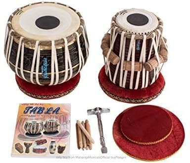 Maharaja Tabla Drum Set Compre 3 Kg De Latón Negro Bayan Finest Dayan Book Hammer Cushions & Cover Pdi-Ea