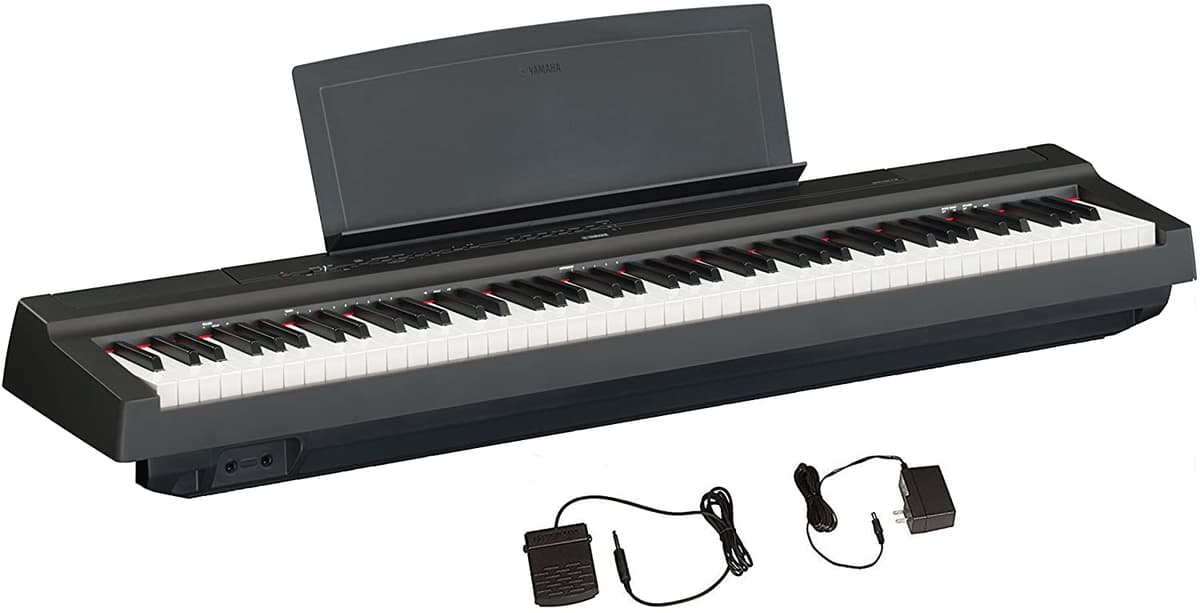 Yamaha P125 - Piano Digital De Acción Con 8 Teclas Con Fuente De Alimentación Y Pedal De Sustain P125B