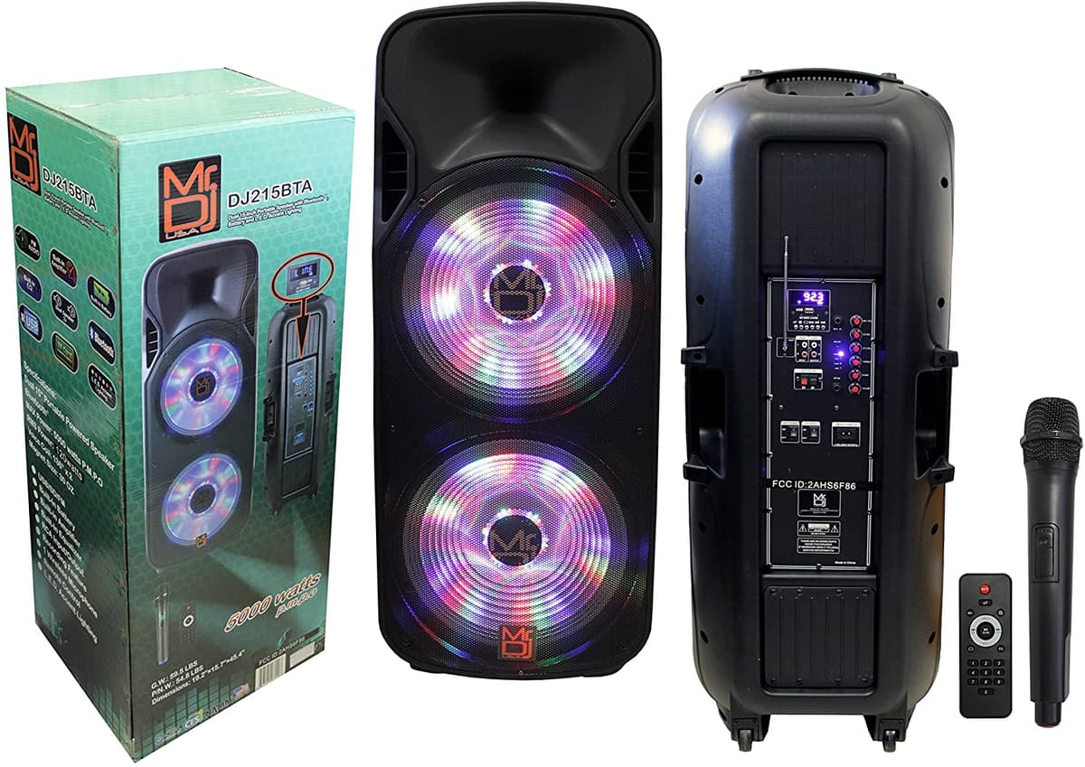 Mr. Dj Dj215Bta/Después Party Dual 15 "5000 Vatios Max Power Altavoz Con Bluetooth Incorporado Y Batería Lcd/Mp3/Usb/Sd Ranura (Dj215Bta)