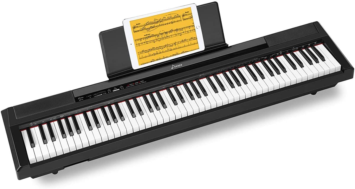 Donner DEP-10 Piano digital para principiantes 88 teclas tamaño completo teclado semicontrapesado piano eléctrico portátil con pedal de sustain y fuente de alimentación