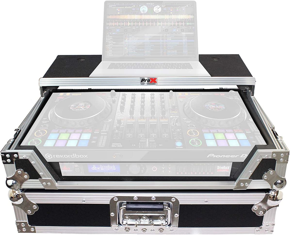 Prox Ata Flight Travel Case Duro Pioneer Ddj-1000 Ddj1000Srt Glide Sliding Shelf 1U Rack Space Y Durable Rubber Wheels-Estilo Estándar Sobre Estilo Negro XS-DDJ1000WLT