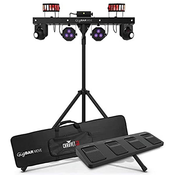 Chauvet Dj Gig Bar Move 5 En 1 Sistema De Iluminación Led Con 2 Cabezales Móviles Derbies Lavados Láser Y Efectos Estroboscópicos Premontados Negro