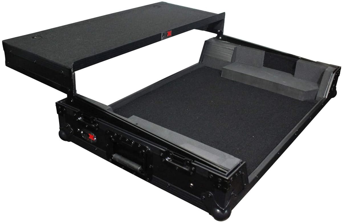 ProX XS-NS7IIIWLTBL Estuche de vuelo compatible con Numark NS7III o NS7II con ruedas digitales y estante para notebook Negro