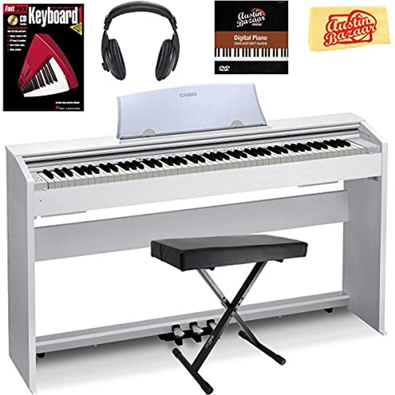 Casio Privia Px-770 Piano Digital Bundio Blanco Banco De Instrucción Austin Bazaar Dvd Y Pulido De Dvd Y Pulido PX-770WE-COMBO-PRO-1