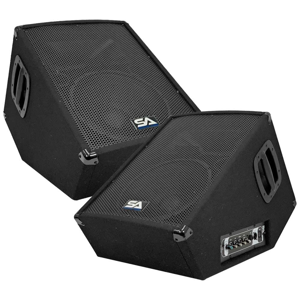 Seismic Audio SA-12MT-PW-Pair Powered 2-Way 12" Floor/Stage Monitor Wedge (Par)