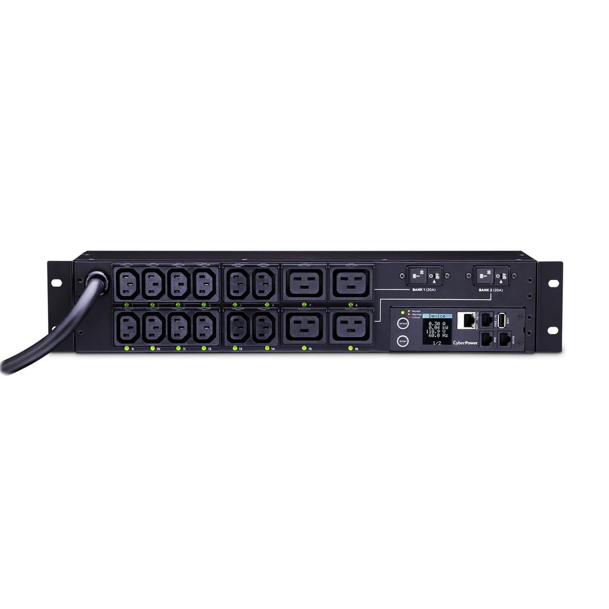 CyberPower PDU81008 PDU con Medición y Conmutación por Toma, 200-240V/30A, 16 Tomas, Montaje en Rack 2U
