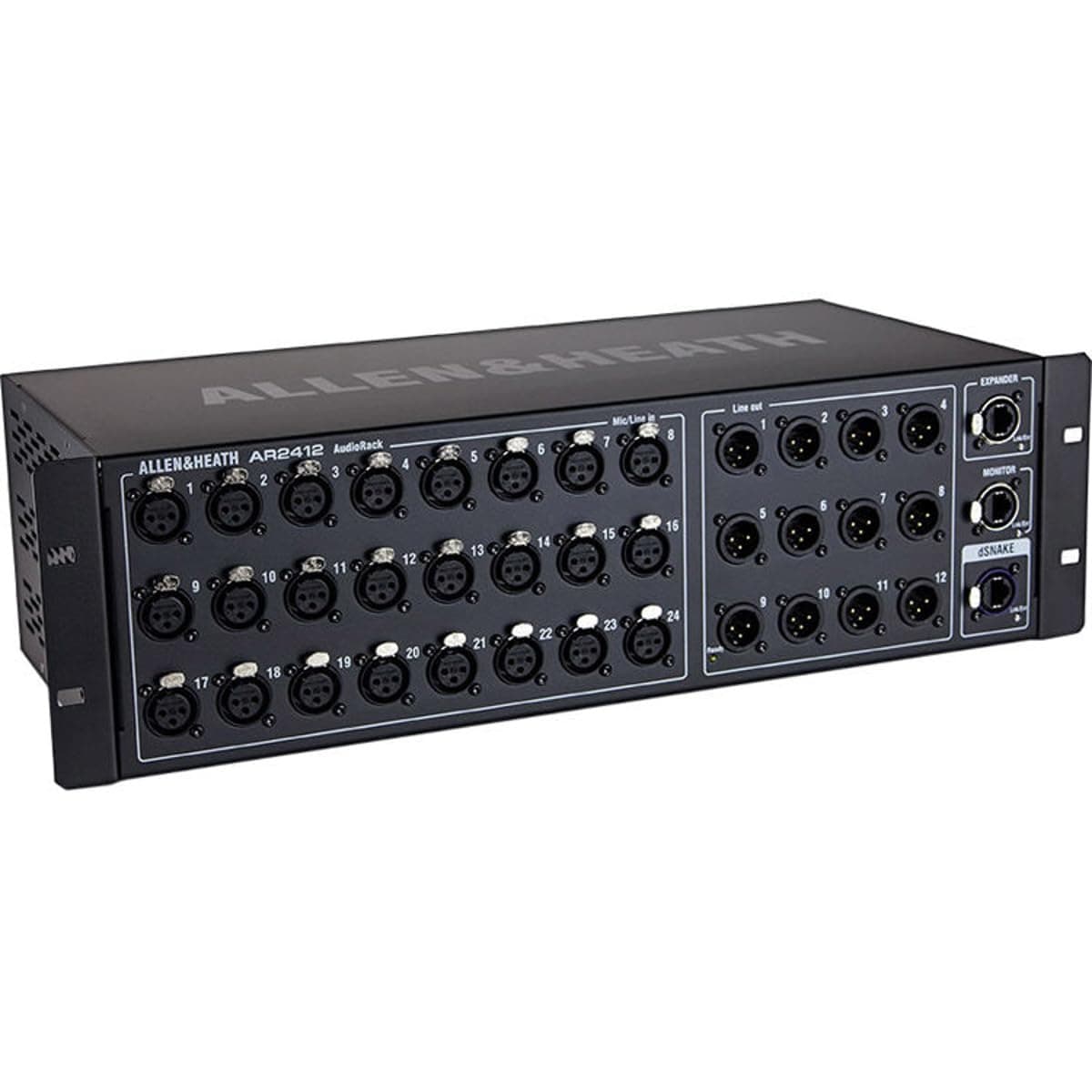 Allen & Heath AR2412 Rack de Escenario Remoto 24x12 para Consolas GLD y Qu, Negro