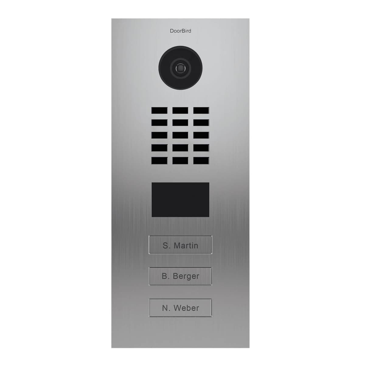 DoorBird D2103V Intercomunicador IP con Video para Edificios Multifamiliares, Empotrable, 3 Botones de Llamada, Acabado Metálico D2103V EAU SALEE