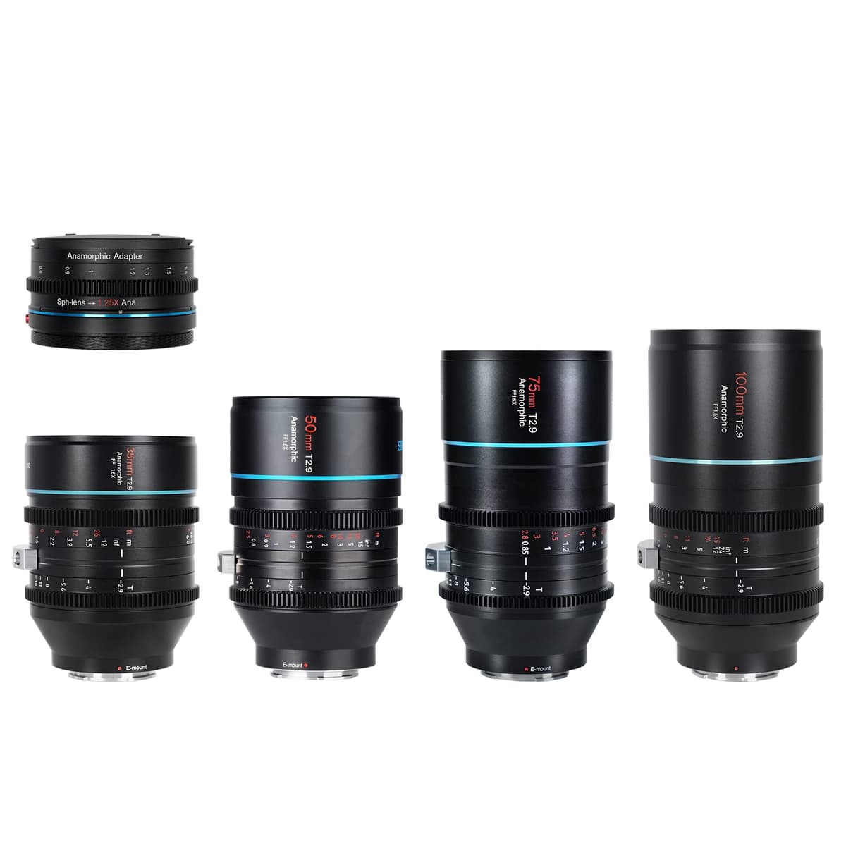 Sirui Venus Set A-RF T2.9 1.6x Full-Frame RF-Mount Kit de Lentes Anamórficos con Adaptador 1.25x (35mm, 50mm, 75mm, 100mm)