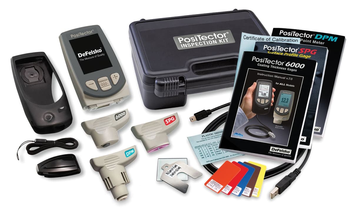 DeFelsko PosiTector KITFN1 - Kit de Inspección Estándar con Sonda de Espesor de Recubrimiento Ferrosa/No Ferrosa, medidor de espesores para metales, control de calidad industrial