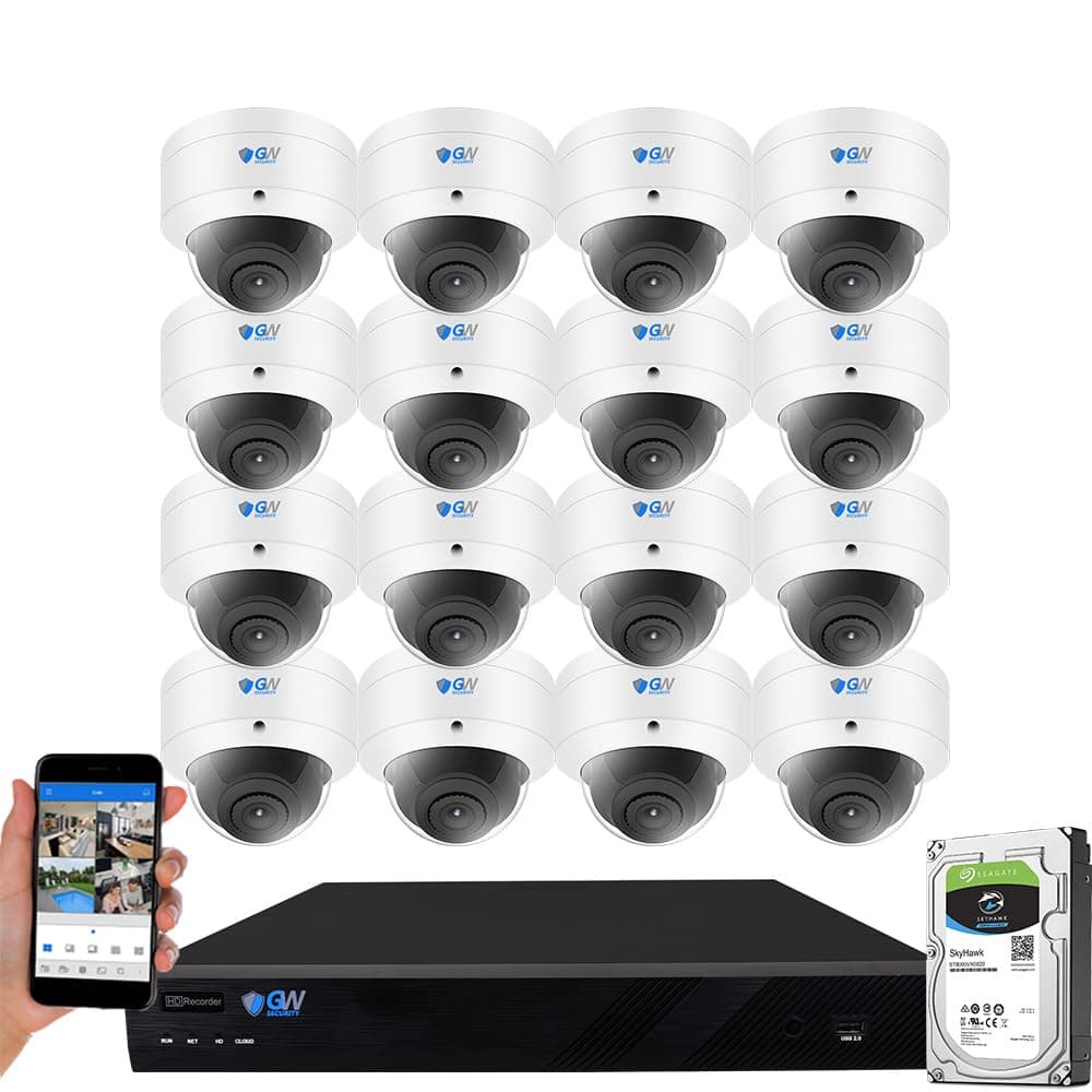 Camstar GW16CH8033MIC16 NVR 16 Canales 6K, Sistema de Cámaras de Seguridad AI 8MP con Reconocimiento Facial, 16 Cámaras Domo IP PoE 4K 2160P UHD con Micrófono, Gran Angular 130°, Impermeables, Disco Duro 4TB