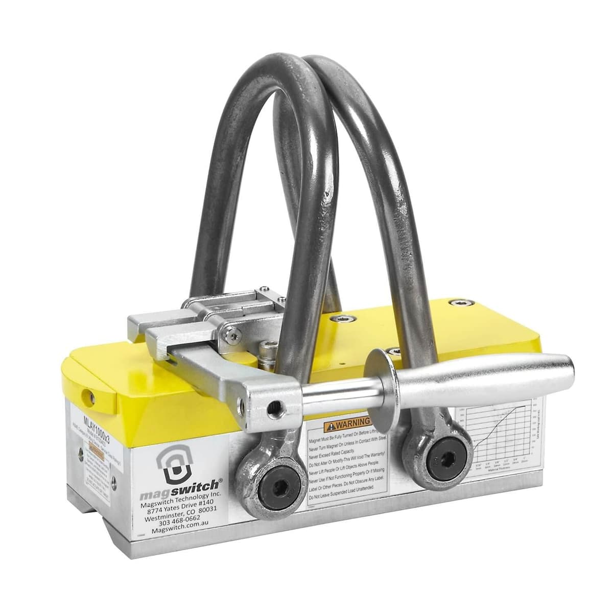Magswitch MLAY1000X3 8100403 - Imán de Elevación con Cabezal Pivotante, Gancho de Alta Resistencia, Potente para Acero Plano y Materiales Porosos, Carga Pesada