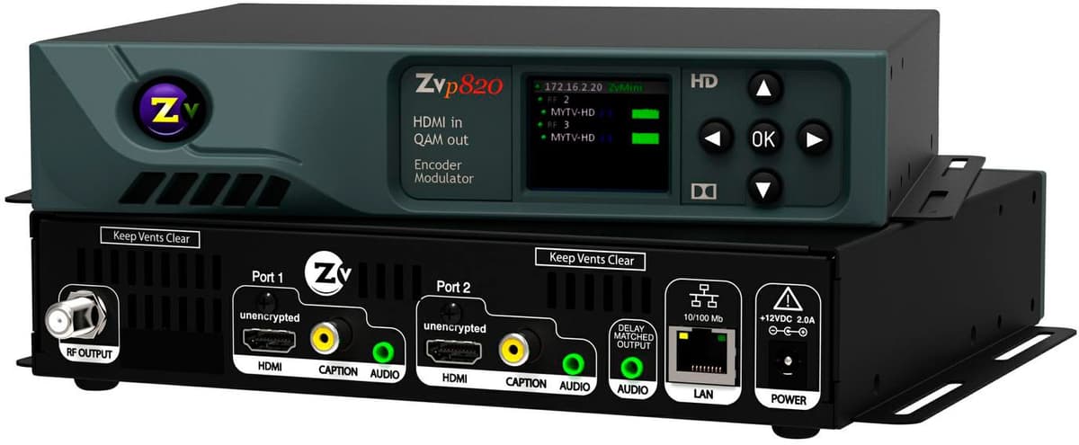 ZeeVee ZvPro820 Modulador QAM para Distribución de Video HD 1080p sobre Coaxial - Transmisión HDMI a RF, Broadcast Digital, Profesional y Comercial