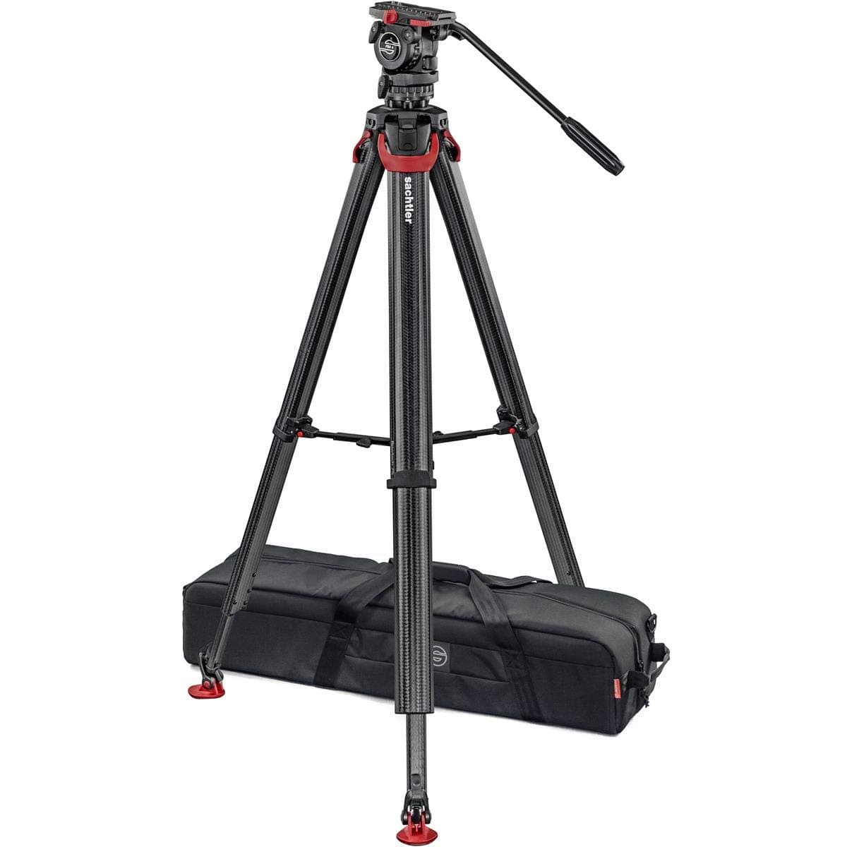 Sachtler FSB 4 FT MS 395 - Sistema de Trípode Profesional Negro, Cabezal Fluido, Patas de Fibra, Mid-Spreader, Soporte de Cámara Vídeo