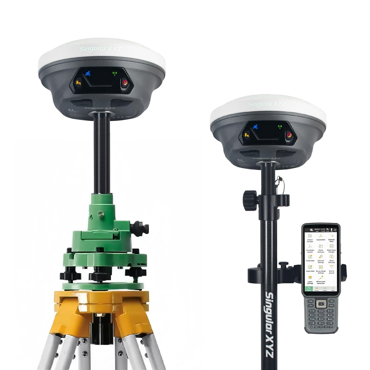 SingularXYZ E1 RTK GNSS - Equipo de Topografía 1408 Canales, 20 Horas de Autonomía, IMU, Rover y Base, Colector de Mano con Software de Topografía, GPS RTK, Inclinación 60°, UHF 5 km, Equipo de Levantamiento RTK