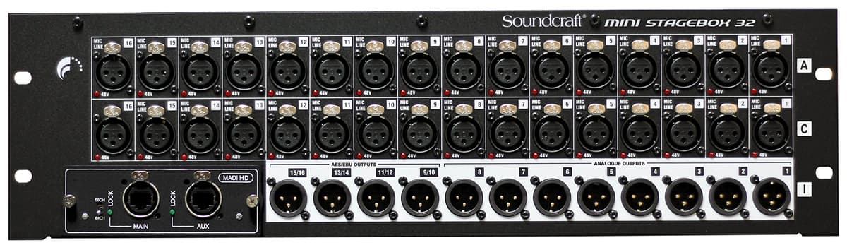 Soundcraft MSB-32R Mini Stagebox 32 canales | Caja de escenario digital | Stagebox para consola | Audio profesional | JBL