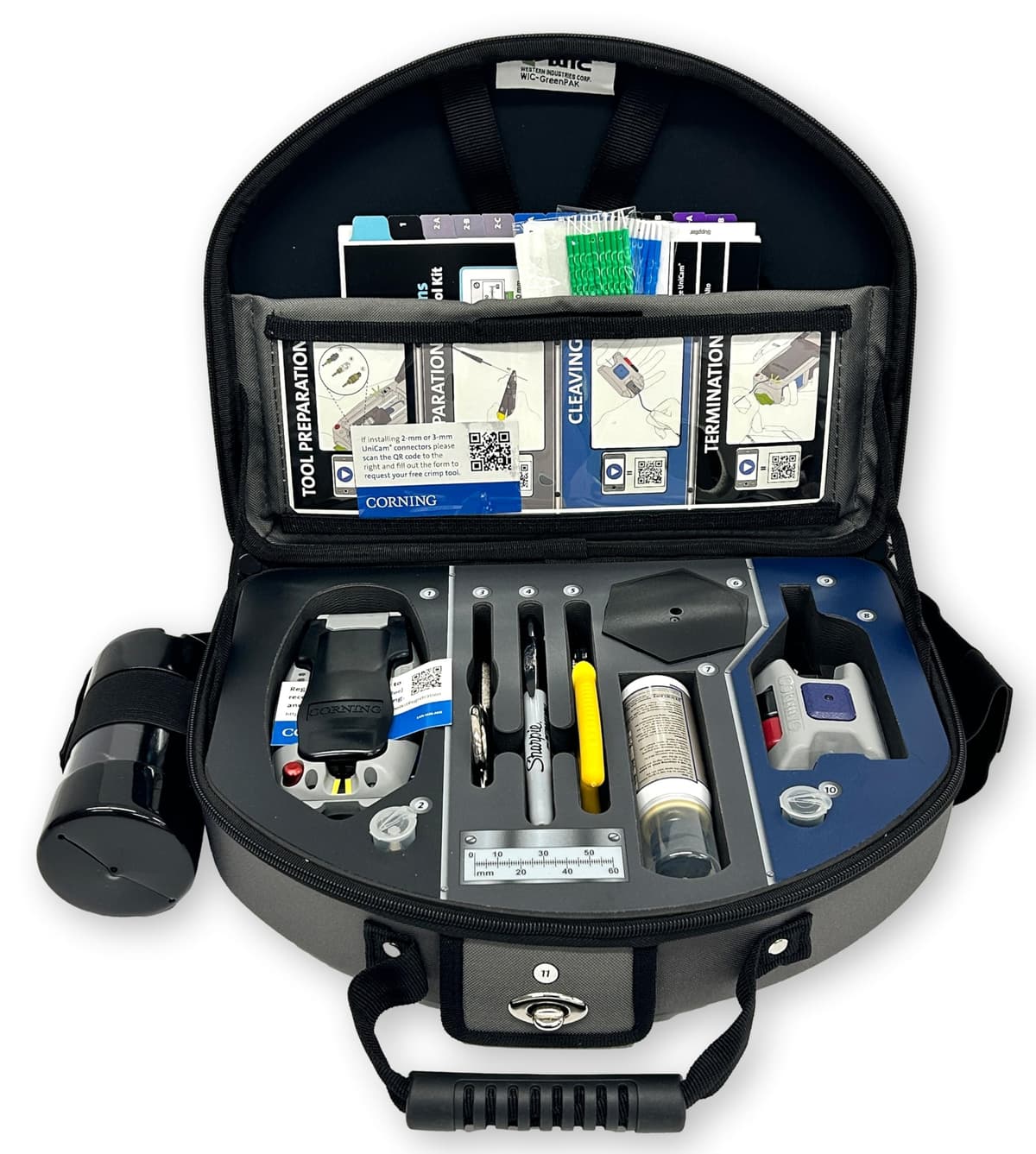 Generic Corning UniCam TKT-UNICAM-PFC - Kit de Instalación de Alto Rendimiento para Conectores LC, SC y ST; Termina Fibras Monomodo y Multimodo; Incluye Estuche de Transporte
