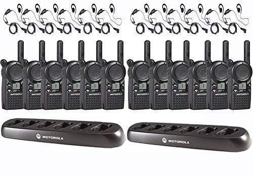 Motorola Solutions CLS1110 Radio de Dos Vías UHF Analógico 12-Pack con Auriculares y Cargadores, Frecuencia 459.5-469.5 MHz