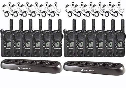 Motorola Solutions CLS1410 - Pack de 12 con Auriculares y Cargadores Múltiples, Radio de Dos Vías Analógica, 4 Canales, UHF 459.5-469.5 MHz