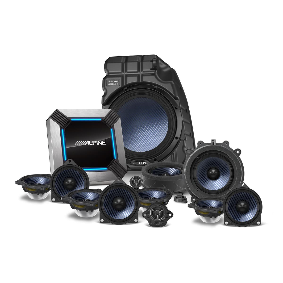 Alpine PSS-TSLA-213P Kit de mejora de audio de 13 parlantes para Tesla Model 3 2018-2021 con sistema Premium de fábrica