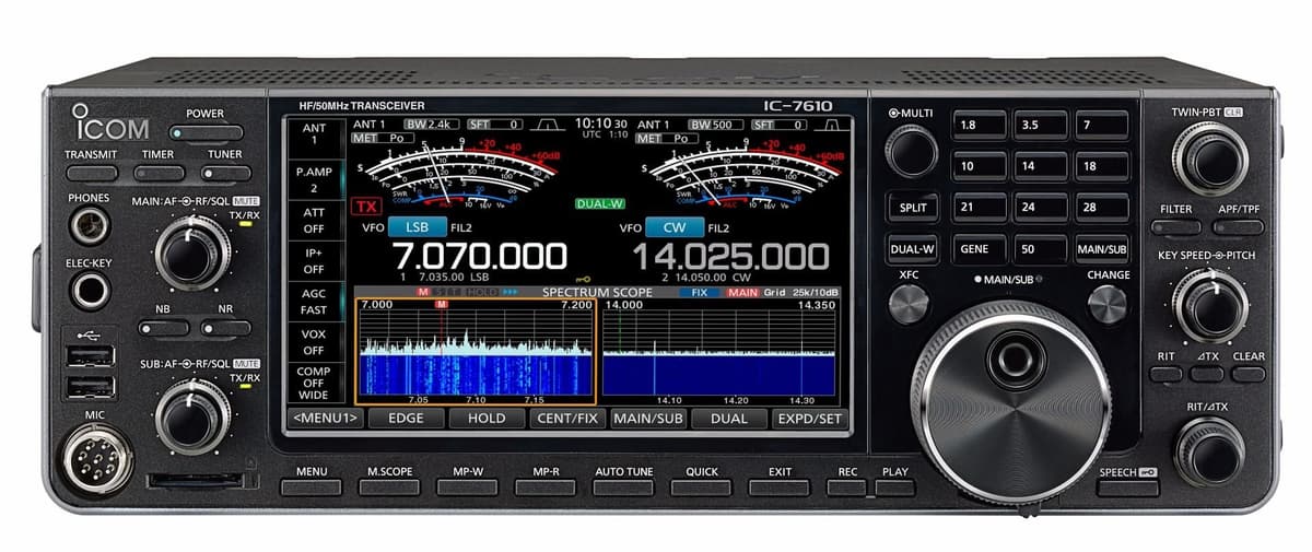 ICOM IC-7610 Transceptor HF/50MHz 100W - Receptores Dual RF Direct Sampling, Spectrum Scope de Alta Velocidad, Sintonizador Automático de Antena Integrado - Color Negro