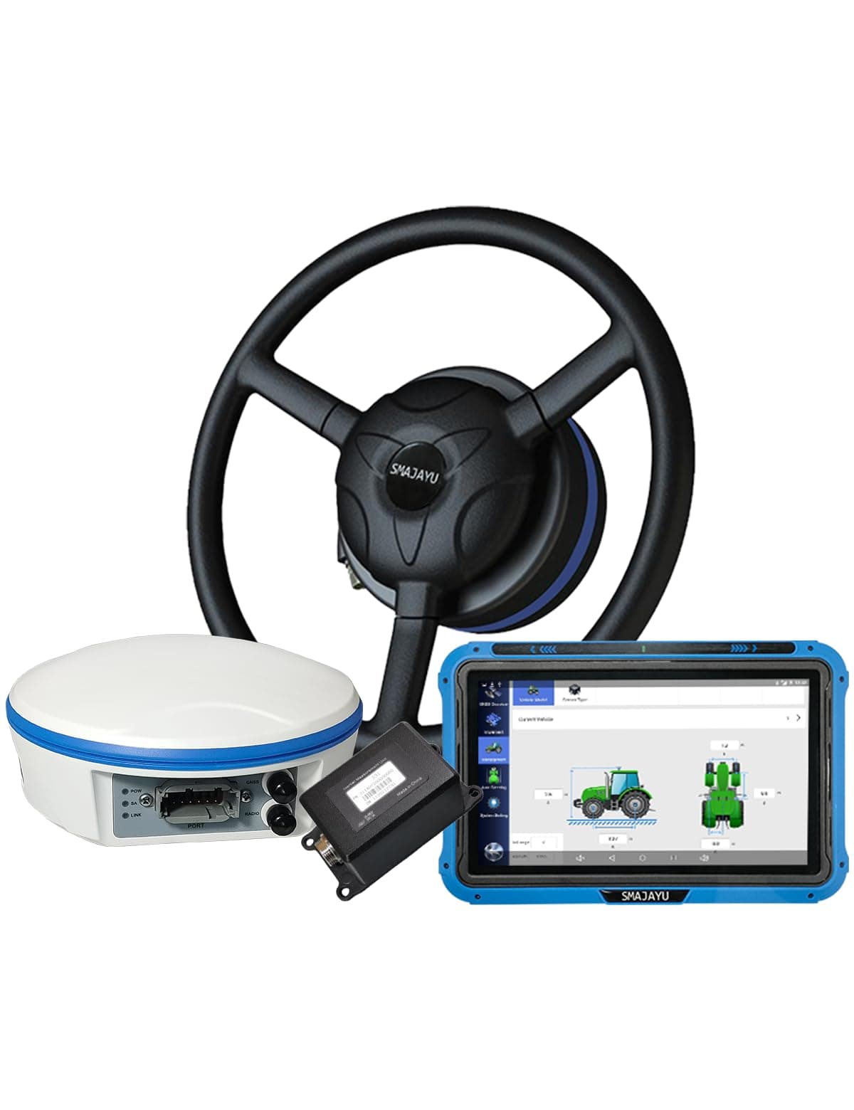 SMAJAYU JY305 Tractor GPS, Autoguiado RTK 2.5 cm y PPP 10 cm, AB Line Recta Curva A+ Pivot, Modo U-Turn para Siembra Pulverización Cosecha