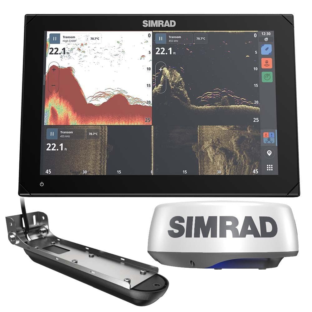 Simrad NSX 3012 - Chartplotter Fish Finder con transductor Active Imaging 3-en-1, radar HALO20+ y cartas C-MAP Discover X, color negro (Modelo 000-15378-001)