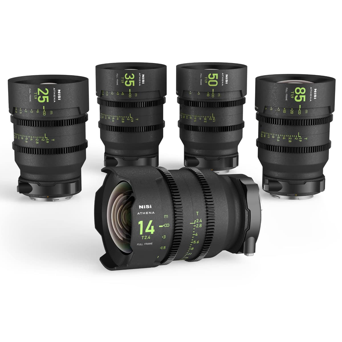 NiSi Athena Prime Kit de 5 Lentes para Sony E Mount - Lentes de Cine (14mm T2.4, 25mm T1.9, 35mm T1.9, 50mm T1.9, 85mm T1.9) - Aberración Cromática Ultra Baja y Bokeh Suave - Estuche Rígido y Filtros Incluidos NIC-ATH-KIT-E