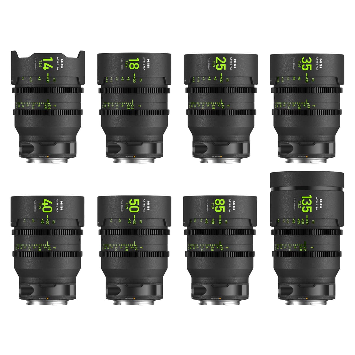 NiSi Athena Cinema Prime Master Kit RF Athena-RF-Master - Set de 8 Lentes (14mm, 18mm, 25mm, 35mm, 40mm, 50mm, 85mm, 135mm) con Estuche Rígido - Montura RF, Aberración Cromática Ultra Baja, Filtro Drop-in, Máximo Micro-Contraste
