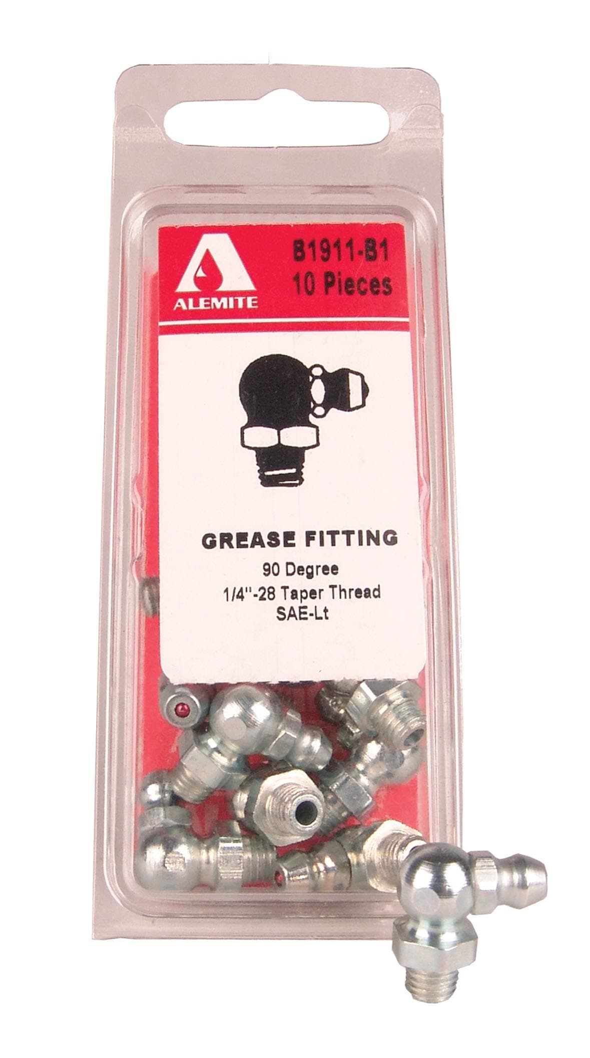 Alemite B1911-B1, Accesorios de lubricación 90° 3/8" hex, paquete de 10 pzs B1741-A