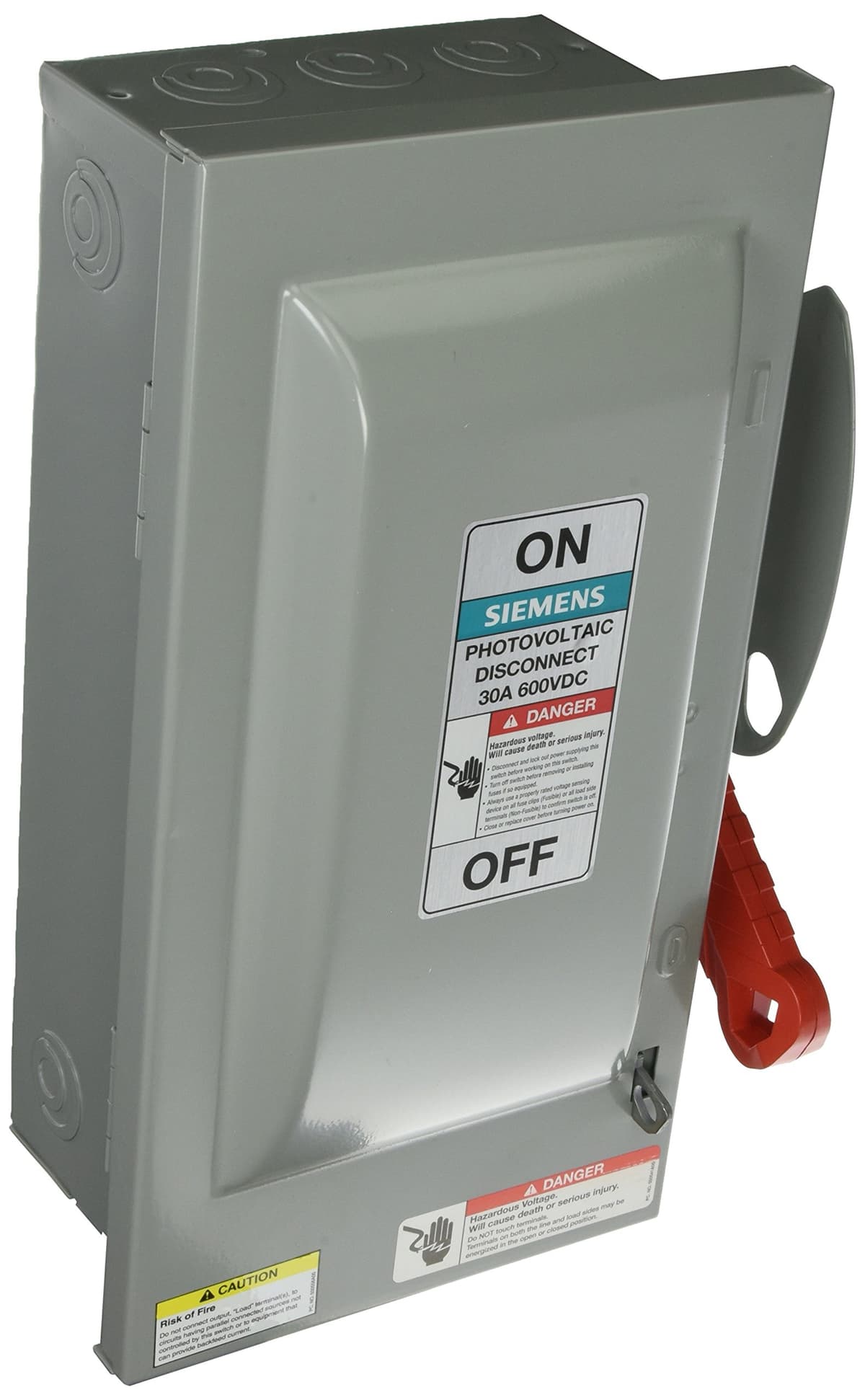 Siemens HI HF361PV interruptor seccionador fusible 30A 3 polos 600V DC PV 3 hilos Heavy Duty tipo 1